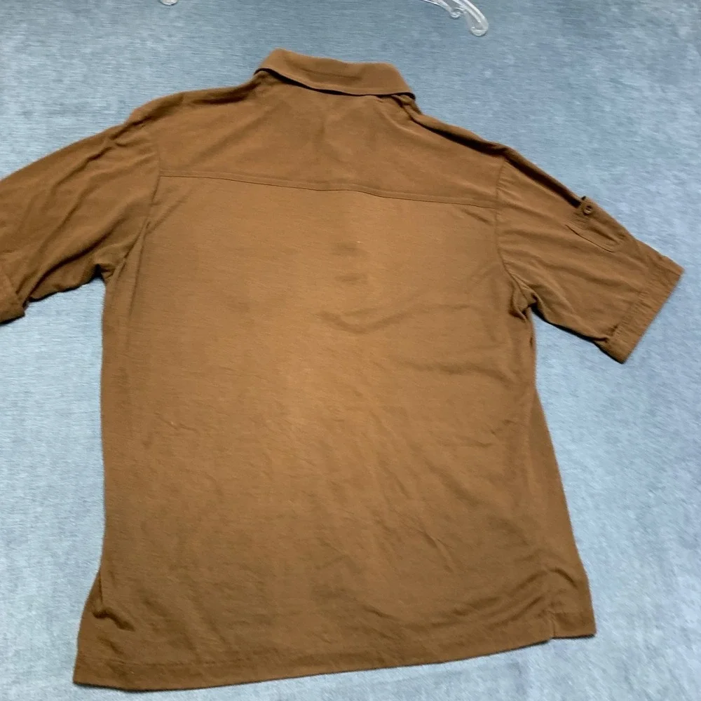Scene III by Da Vinci Polo Shirt Mens Large Brown Chest Pockets Golf Performance